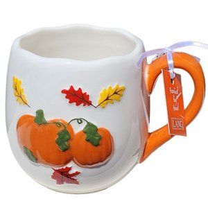 Autumnal‎ Pumpkin Ceramic Coffee Mug Farmhouse Style Handcrafted 16 oz